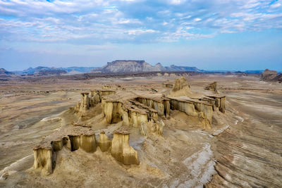 Panoramic view of landscape against cloudy sky