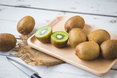 High angle view of fruits on table