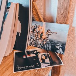 High angle view of open book on table