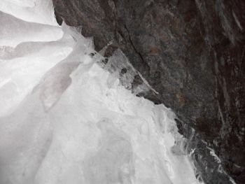 Close-up of snow covered rock