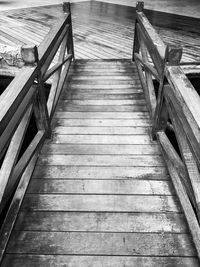 High angle view of wooden boardwalk