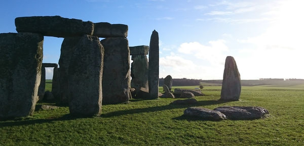 Old ruin on grassy field