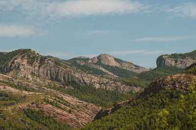 Scenic view of landscape and mountains against sky