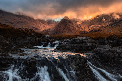 Sunrise colours at fairy pools 