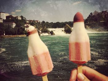 Reflection of woman in water