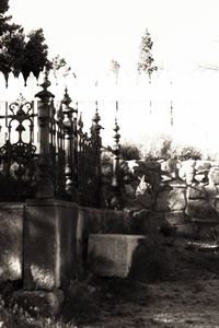 View of cemetery against clear sky