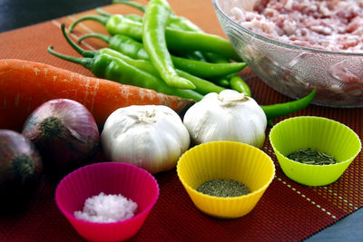 Various vegetables in bowl on table