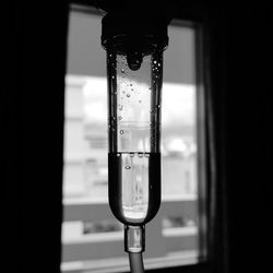 Close-up of iv drip in hospital