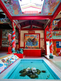Interior of temple against building