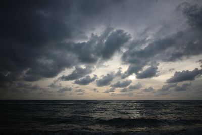 Scenic view of sea against cloudy sky