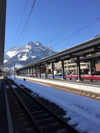 Train on railroad station platform