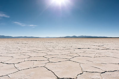 Salinas grandes, a big salt flat extension, in jujuy province, argentina.