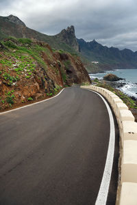 Empty road leading towards mountains