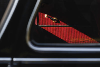 High angle view of red car window