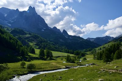 Scenic view of mountains against sky