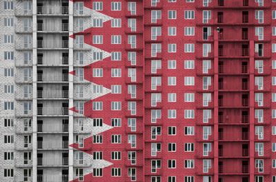 Low angle view of modern buildings in city