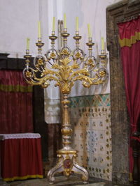 Close-up of cross hanging in temple