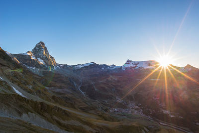 Scenic view of mountains against clear sky