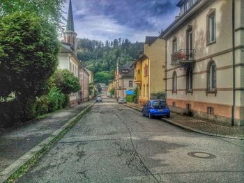 Road passing through buildings