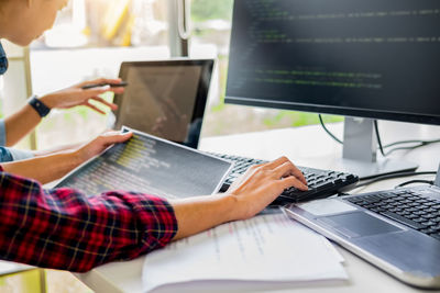 Man working on table