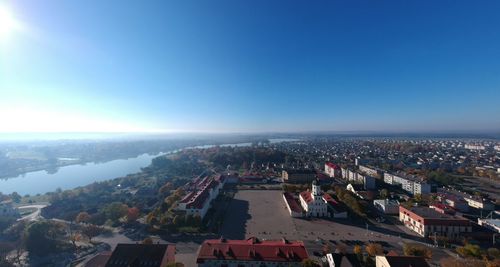 High angle view of townscape against sky