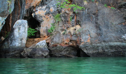 Rock formation in sea