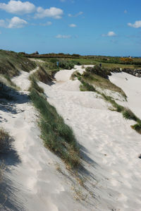 Scenic view of beach against sky