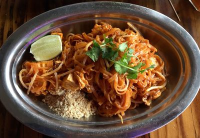 High angle view of food in bowl