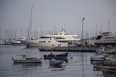 Boats moored in harbor