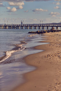 View of beach at sunset