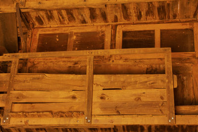 Full frame shot of wooden log cabin