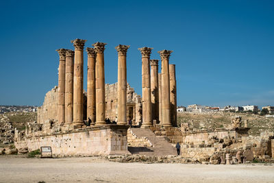 Exterior of temple against clear sky