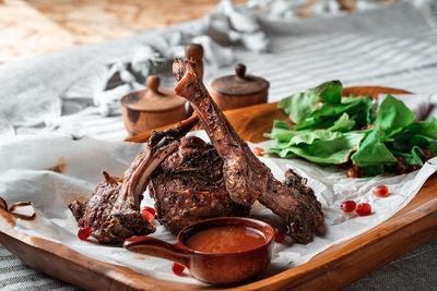 Close-up of food on table