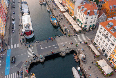 Famous nyhavn pier with colorful buildings and boats in copenhagen, denmark.