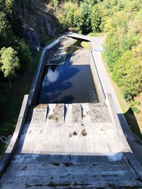 High angle view of swimming pool by trees