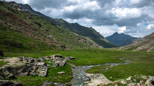 Scenic view of mountains against sky