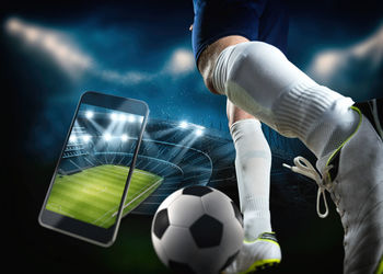 Man playing soccer ball