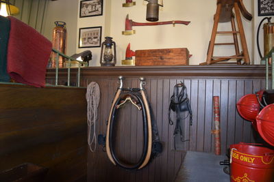 Clothes hanging in kitchen