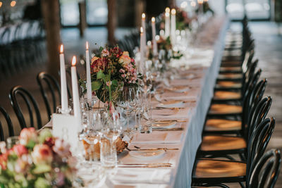 Close-up of place setting on table