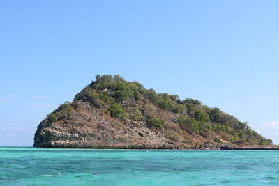 Scenic view of sea against clear sky