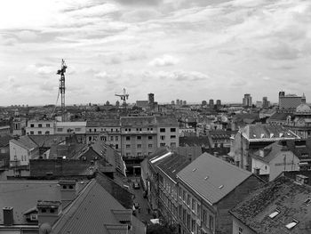 High angle view of townscape against sky