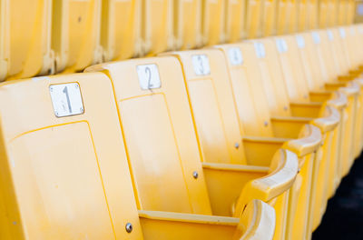 Close-up of empty seats