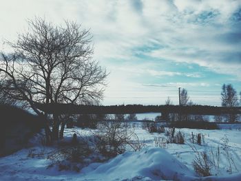 Scenic view of snow covered landscape