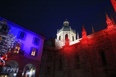 Low angle view of church at night