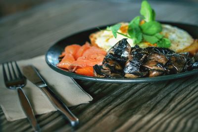 Close-up of meal served in plate