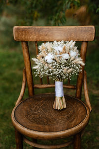 Close-up of wooden chair