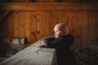 Cute boy looking away