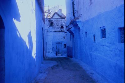 Narrow alley along buildings