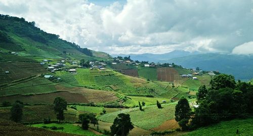 High angle view of rural landscape