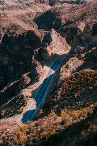 High angle view of river flowing through land